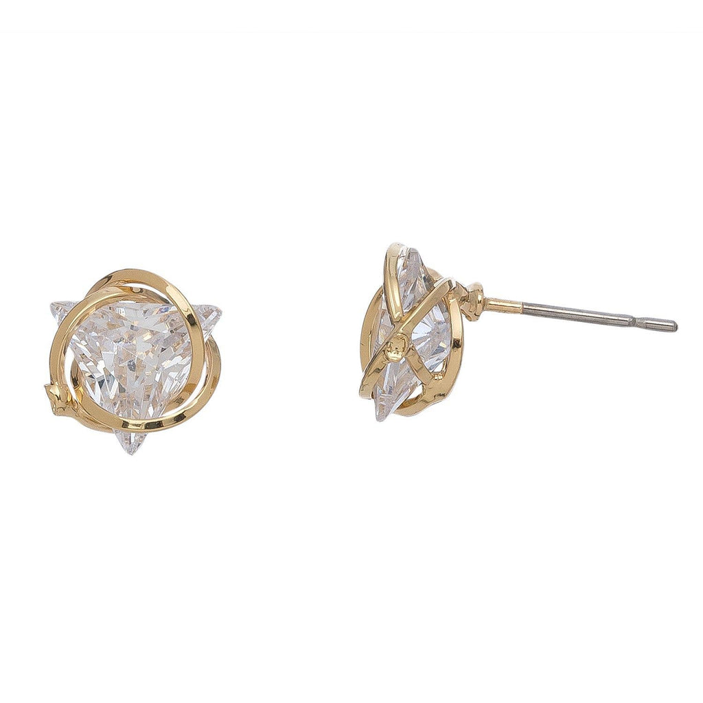 Dazzlers Cubic Zirconia Triangular Stud Earrings