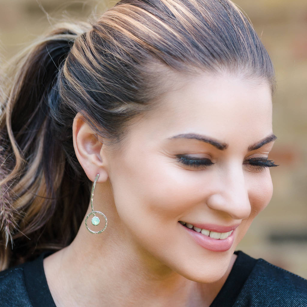 Natasha Mint Green Crystal Hoop Drop Earring