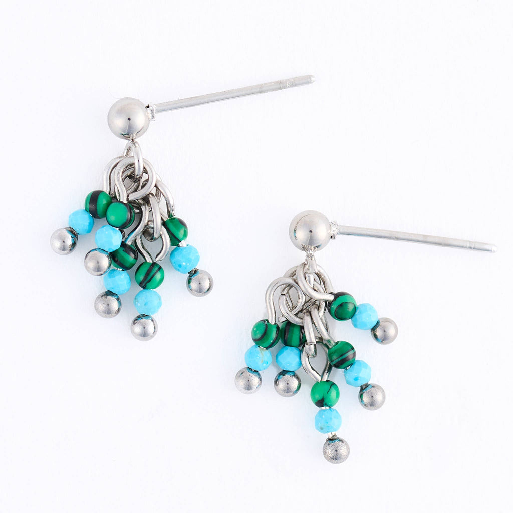 Waterproof Earrings Fringe Drop Amazonite Narelle Silver