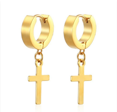 18K STAINLESS STEEL TARNISH FREE CROSS EARRINGS | 40E421