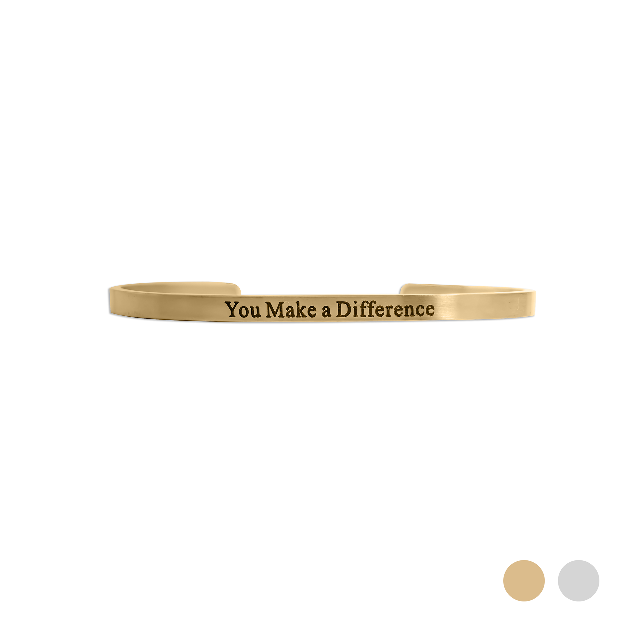 18K Gold PVD You Make a Difference Engraved Bangle Bracelet