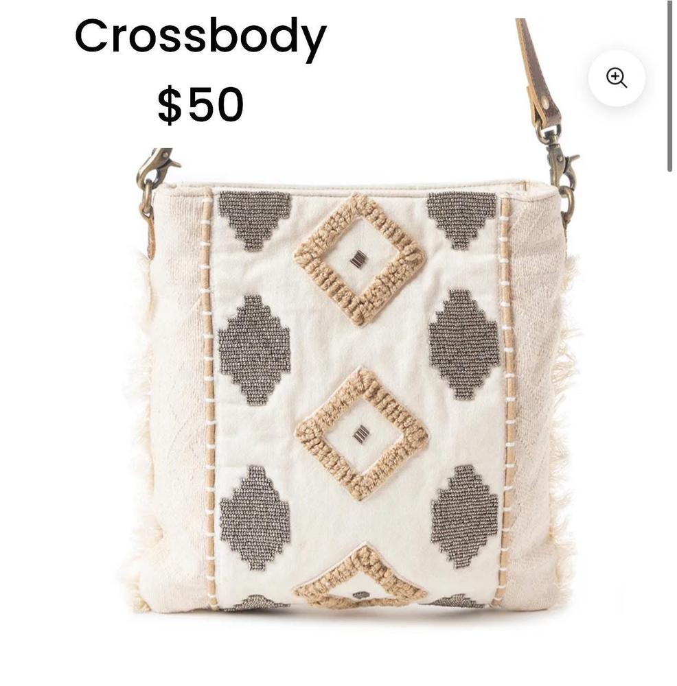 Canvas beaded crossbody