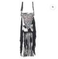 Dakota Drift Hairon Leather Bag In Ebony & White