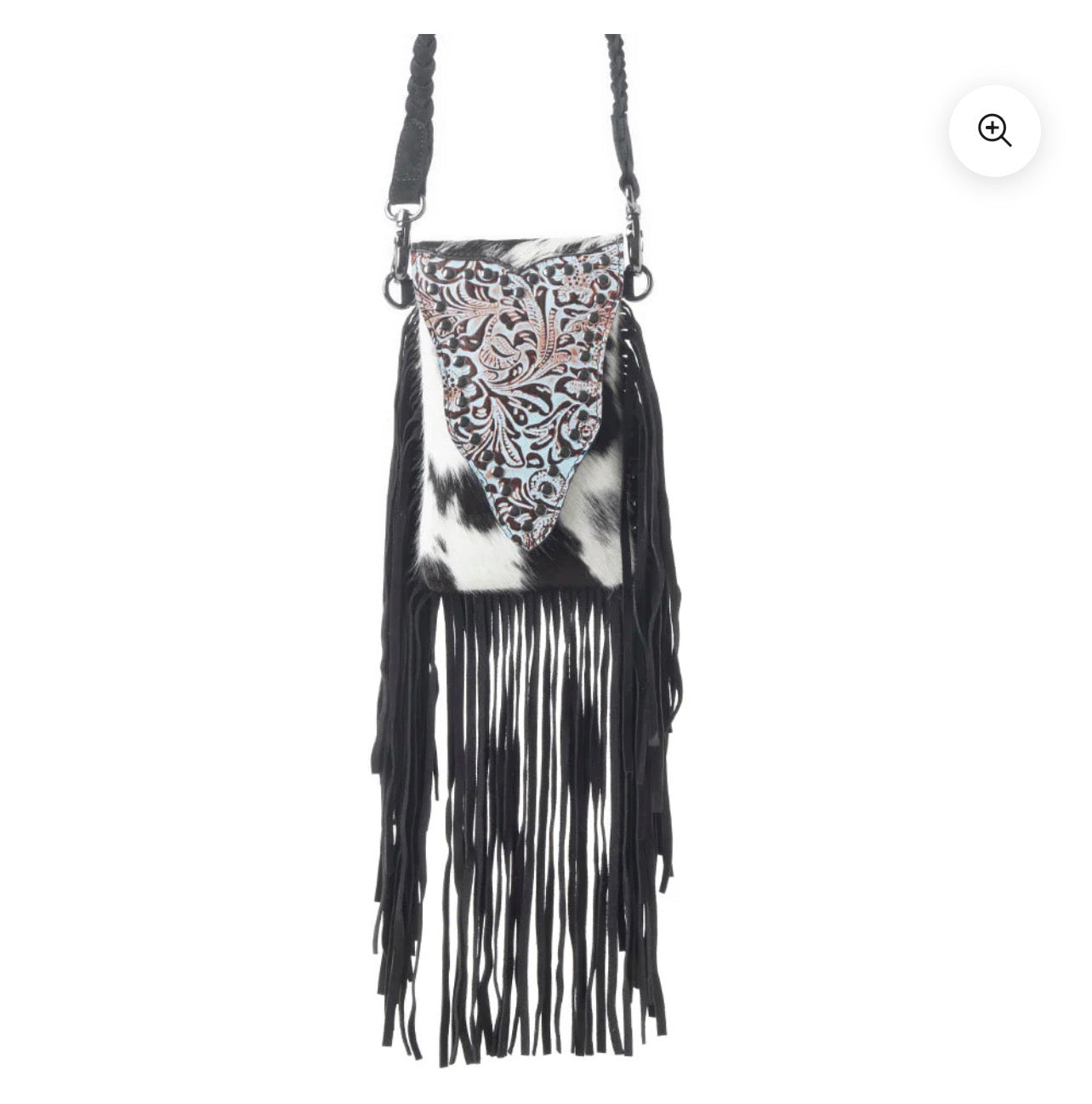 Dakota Drift Hairon Leather Bag In Ebony & White