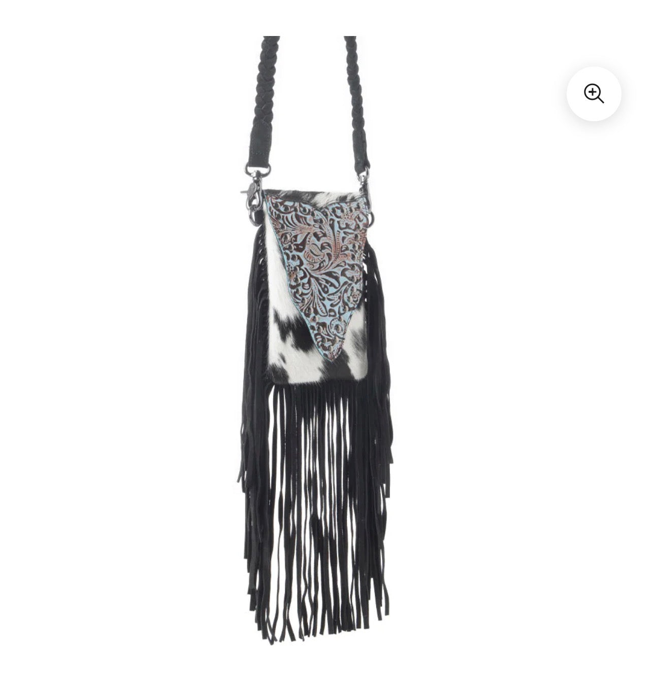 Dakota Drift Hairon Leather Bag In Ebony & White