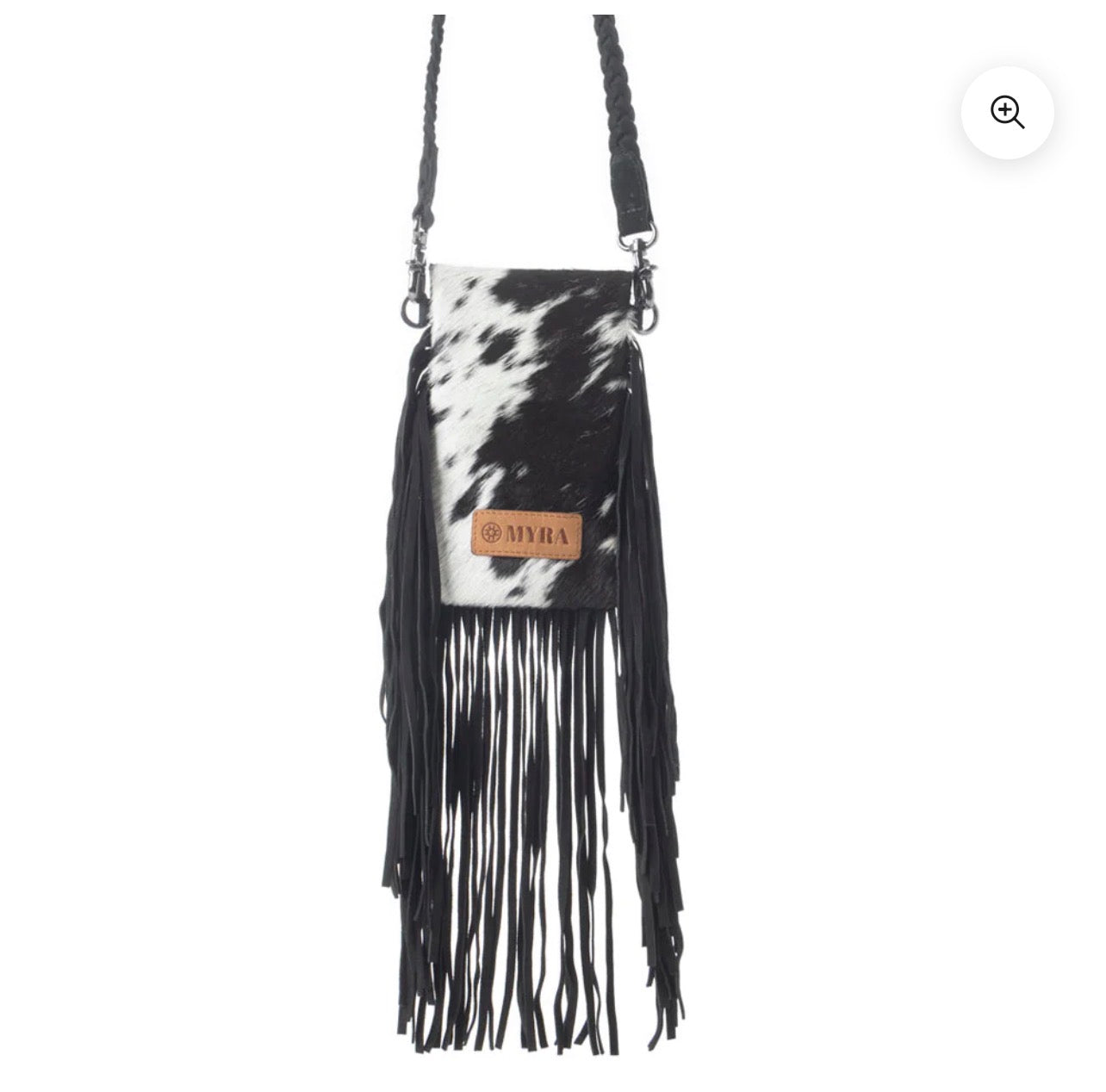 Dakota Drift Hairon Leather Bag In Ebony & White