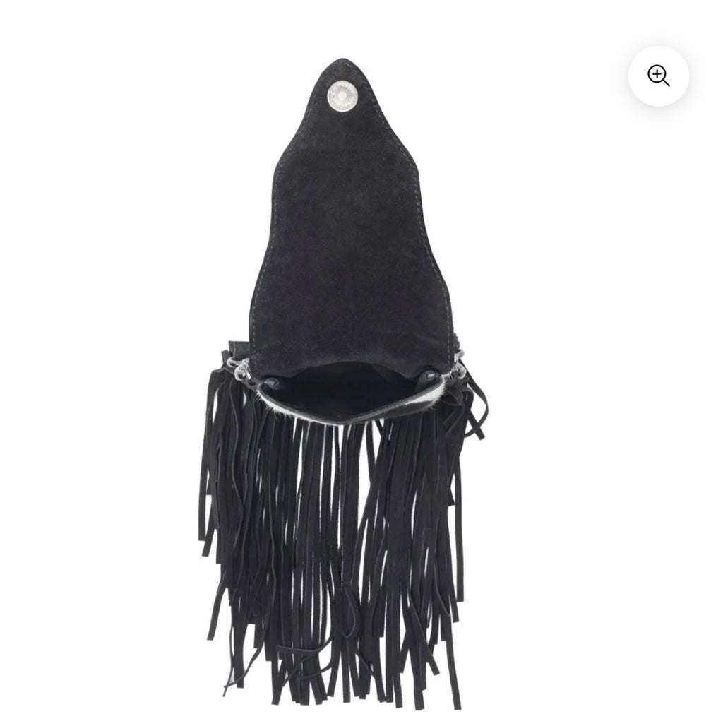 Dakota Drift Hairon Leather Bag In Ebony & White