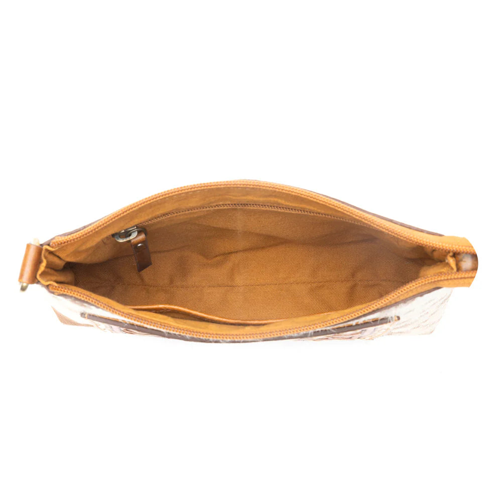 Santa Fe Bloom Handtooled Bag in Rustic Hide & Ivory