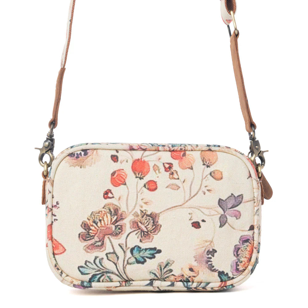 Meadow Song Cotton & Leather Crossbody Bag in Primrose Yellow