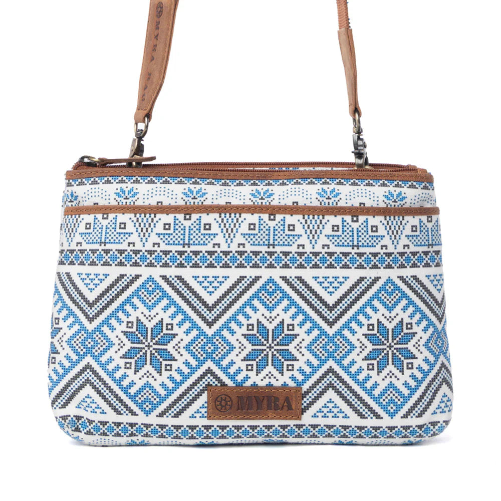 Tribal Hollow Cotton & Leather Crossbody Bag