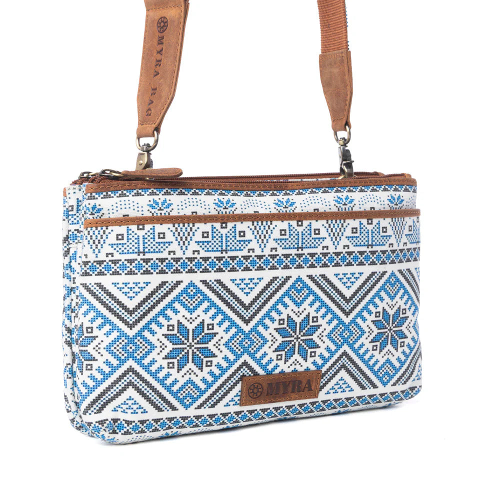 Tribal Hollow Cotton & Leather Crossbody Bag