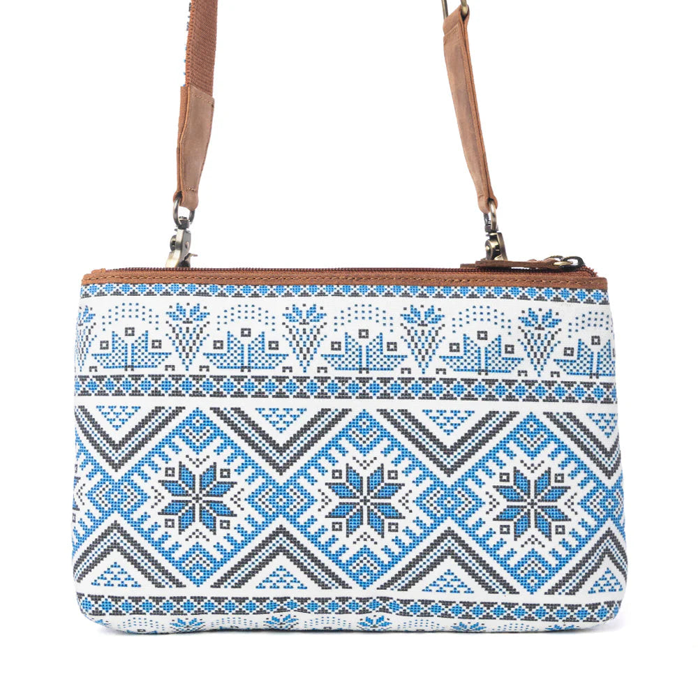 Tribal Hollow Cotton & Leather Crossbody Bag