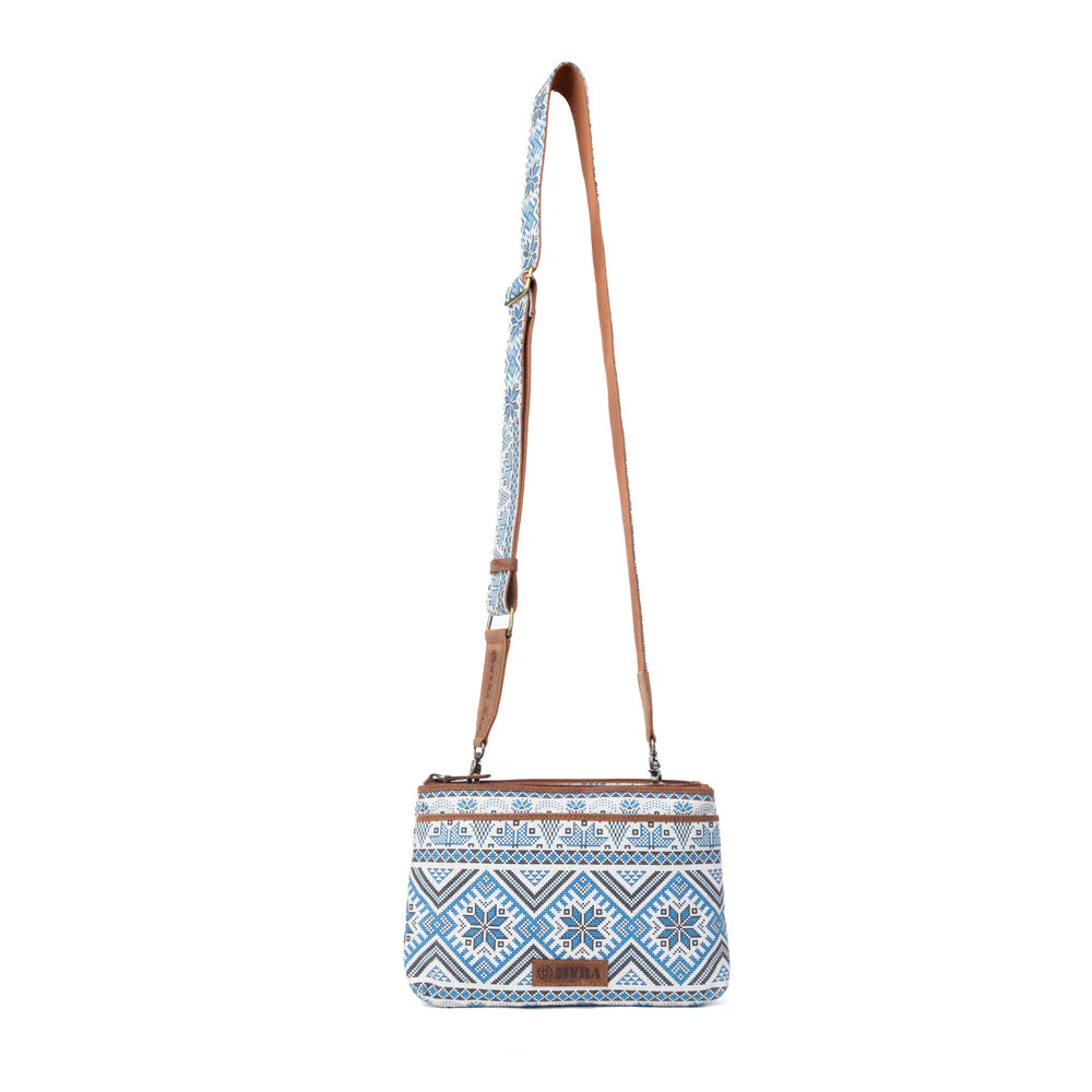Tribal Hollow Cotton & Leather Crossbody Bag