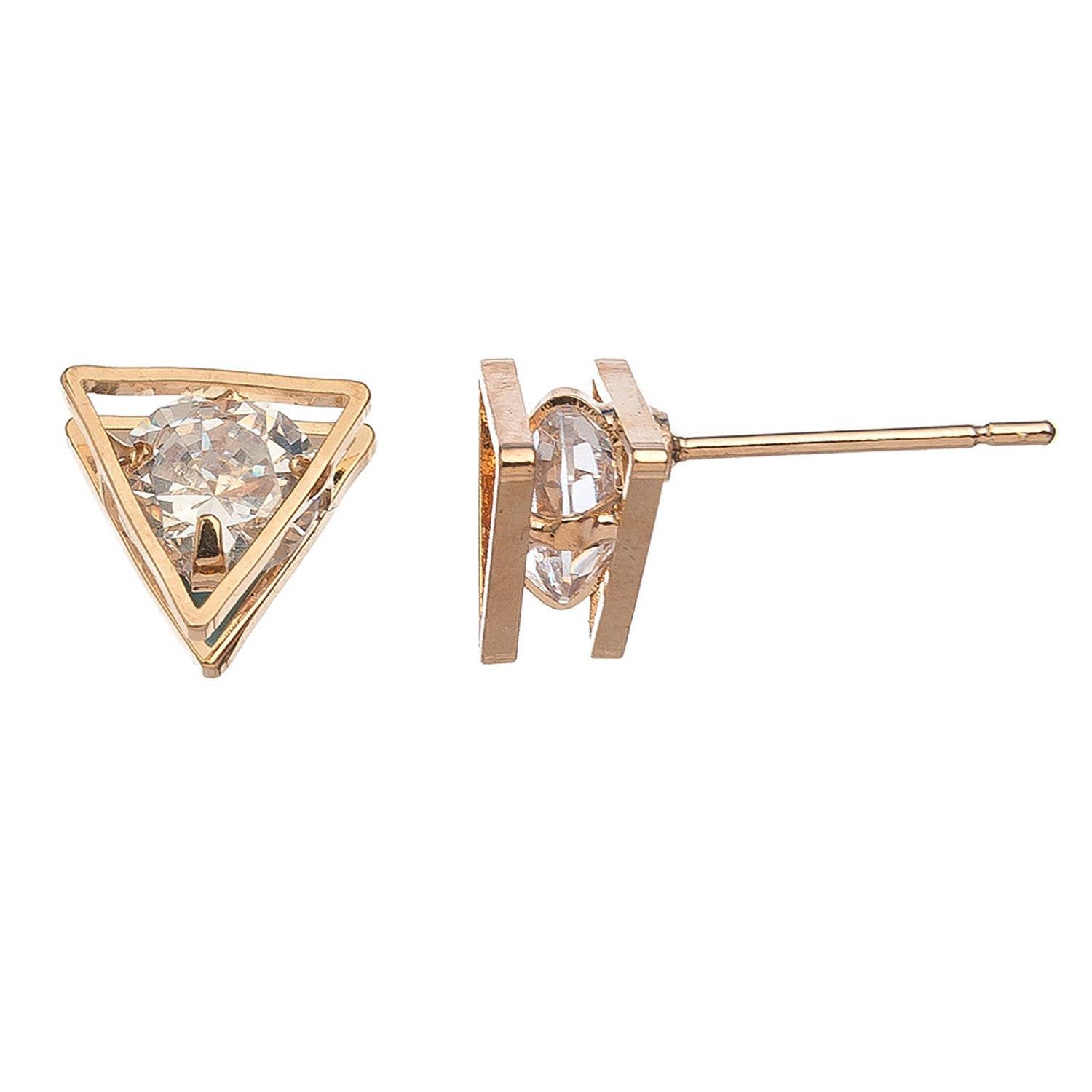 Dazzlers Cubic Zirconia Triangle Frame Stud Earrings