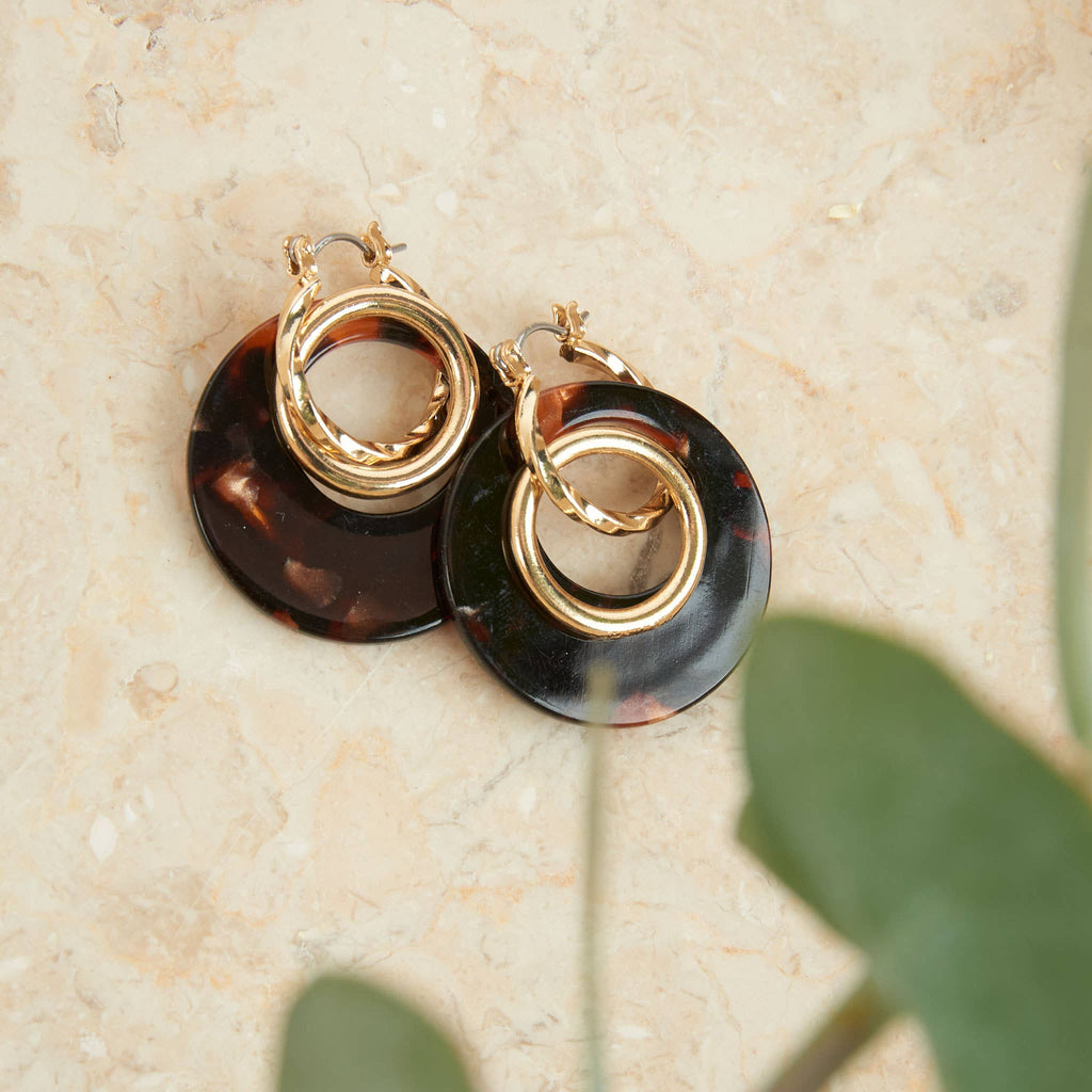 Tortoiseshell Double Ring Acrylic Hoop Earring