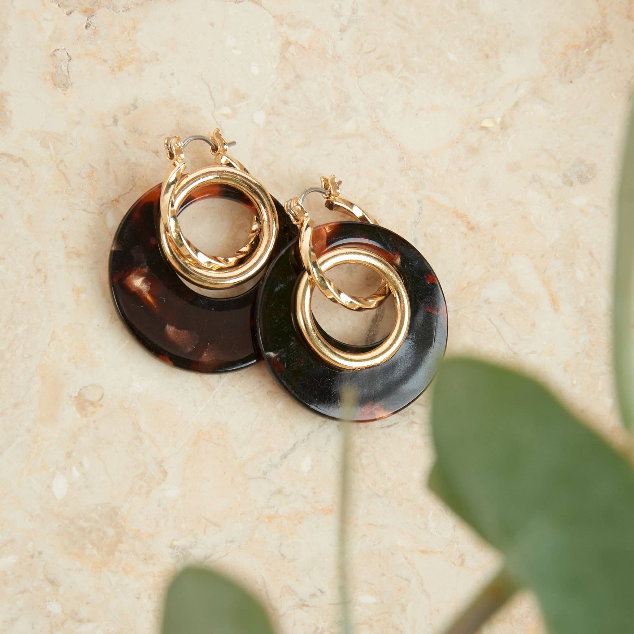 Tortoiseshell Double Ring Acrylic Hoop Earring