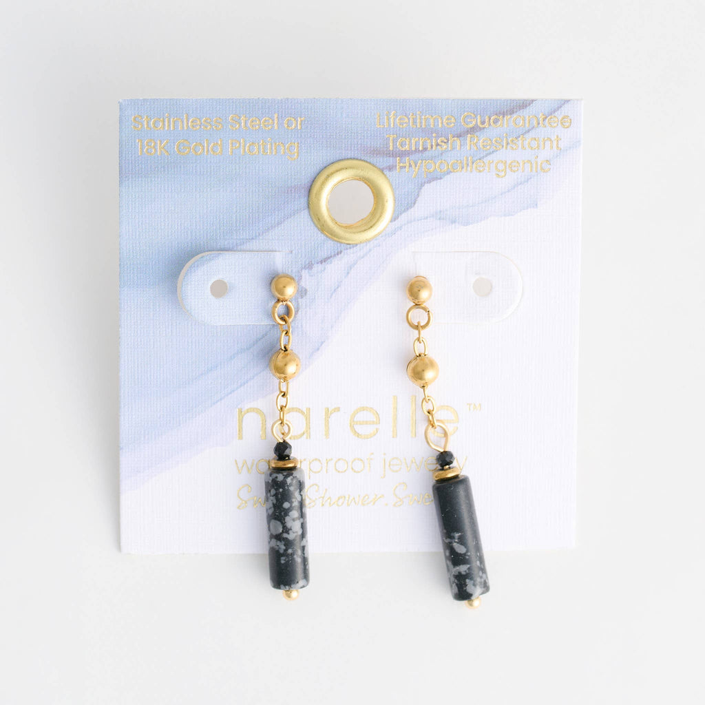 Waterproof Earrings Drop Apatite Beaded Narelle Gold