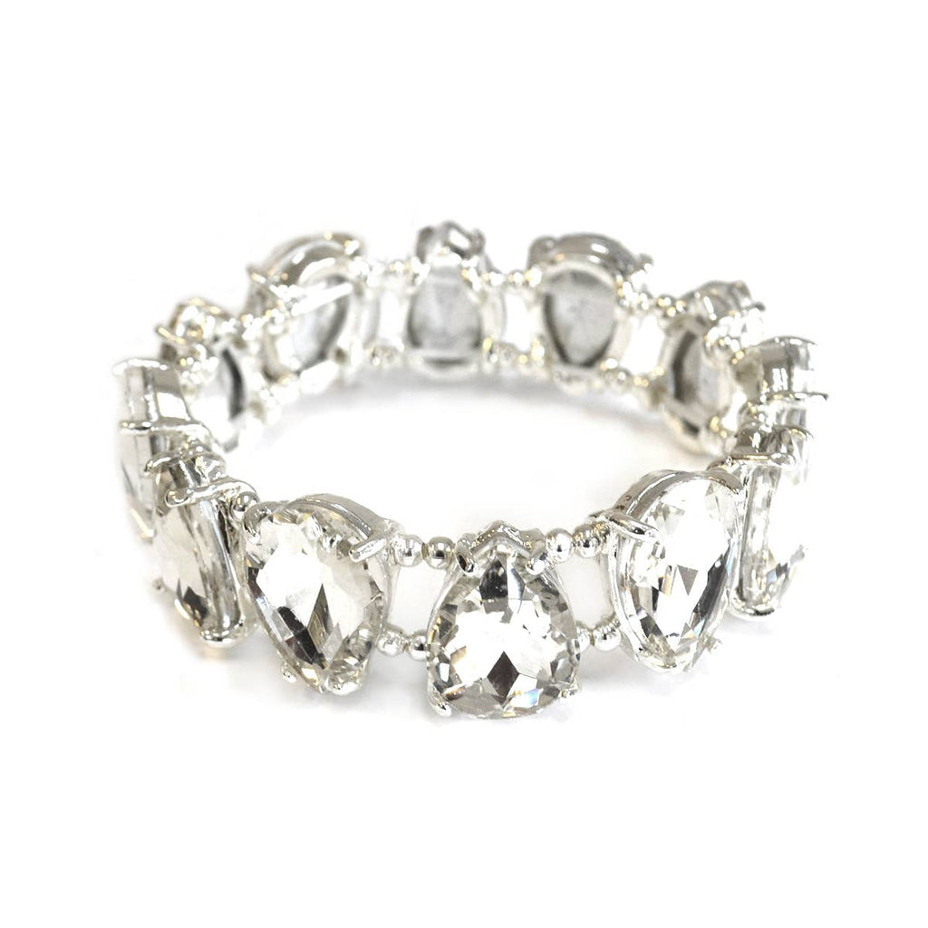 Teardrop Glass Crystal Bead Linked Stretch Bracelet