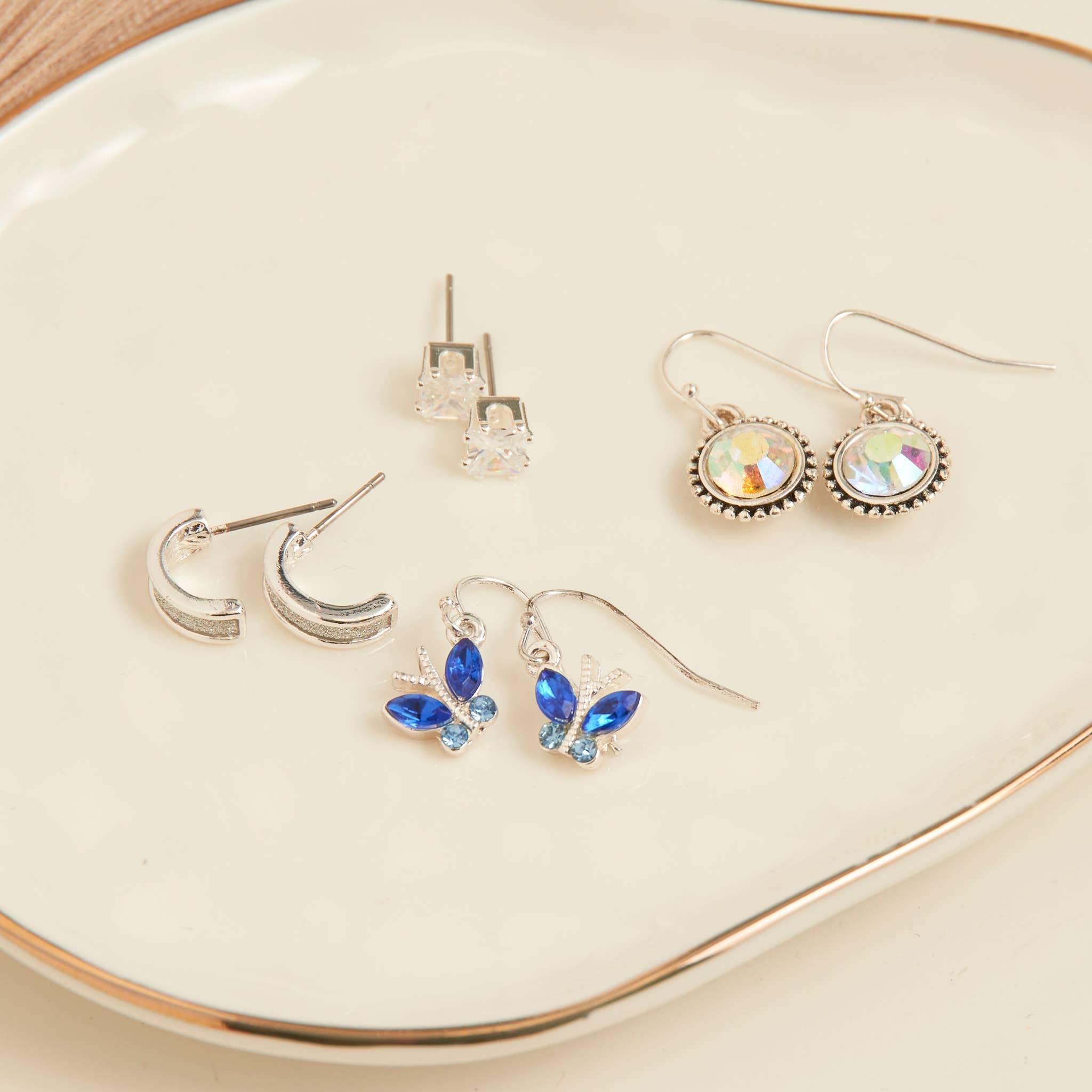 Silver Aurora Borealis Crystal Drop Earrings