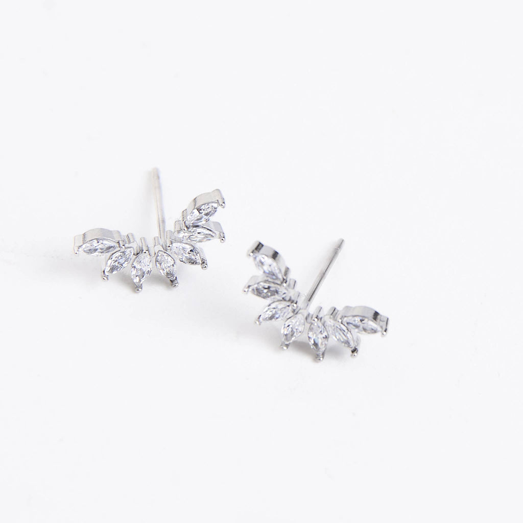 Waterproof Earrings Mini Crawler Studs with Cubic Zirconia