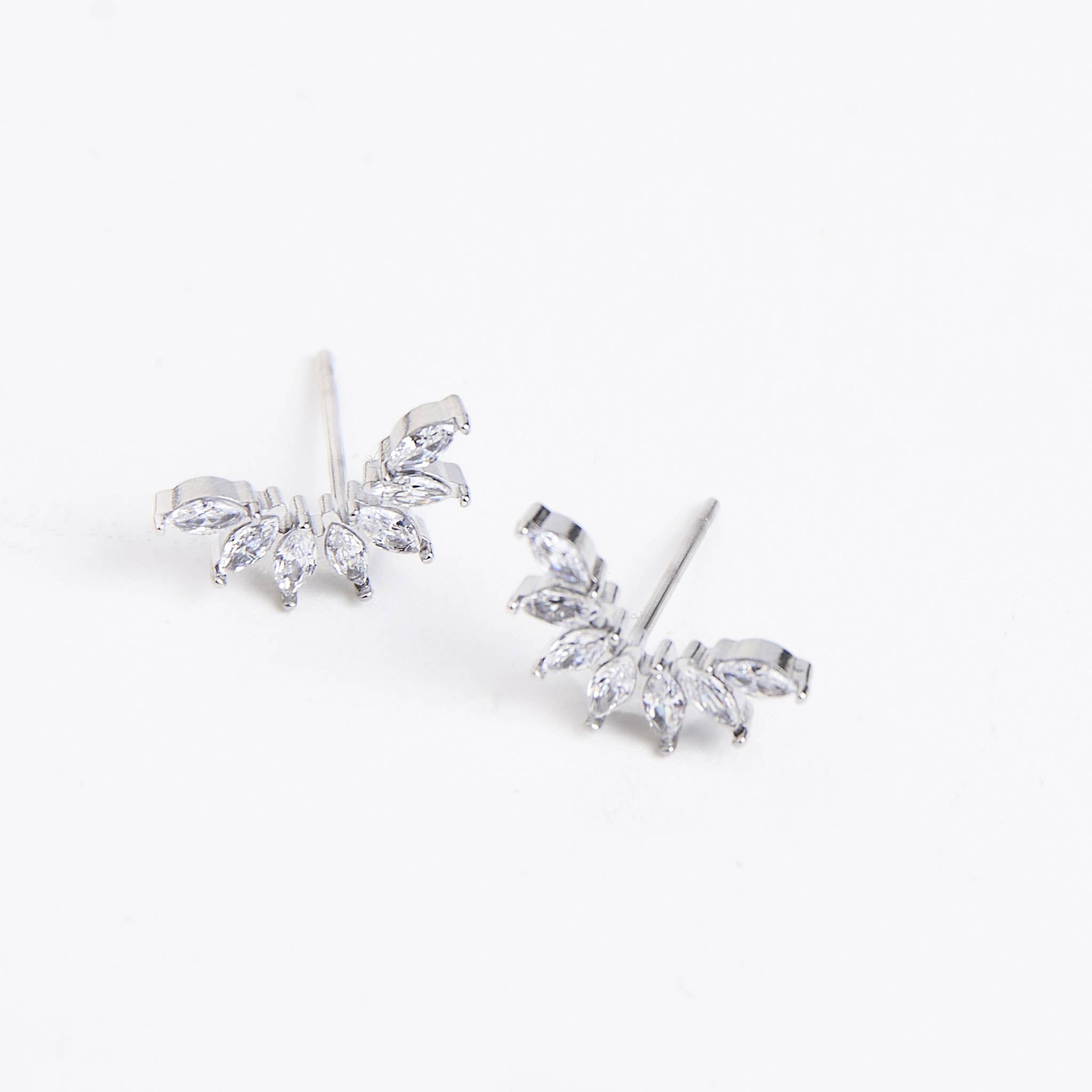 Waterproof Earrings Mini Crawler Studs with Cubic Zirconia
