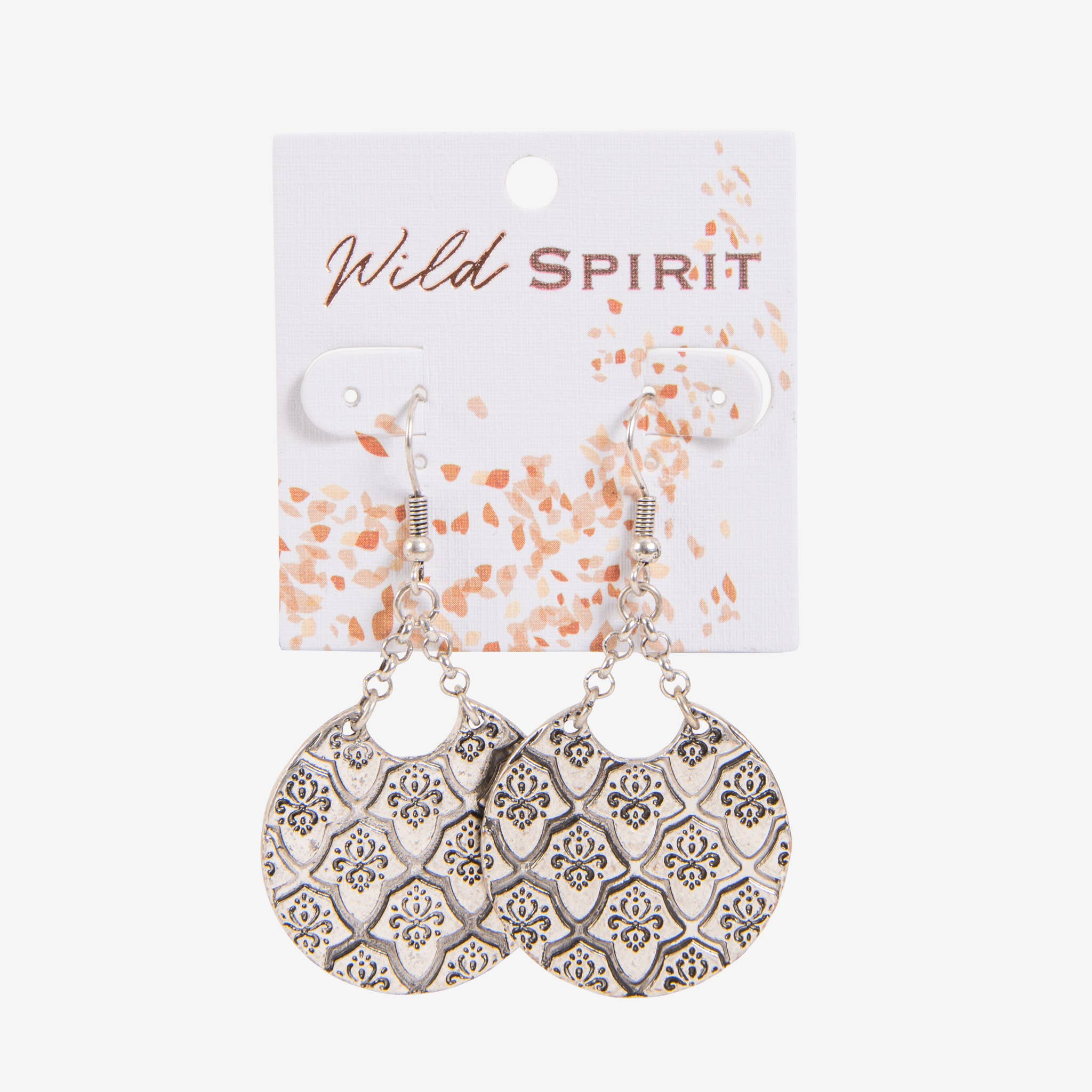 Wild Spirit Antique Silver Burnished Disc Drop Earrings