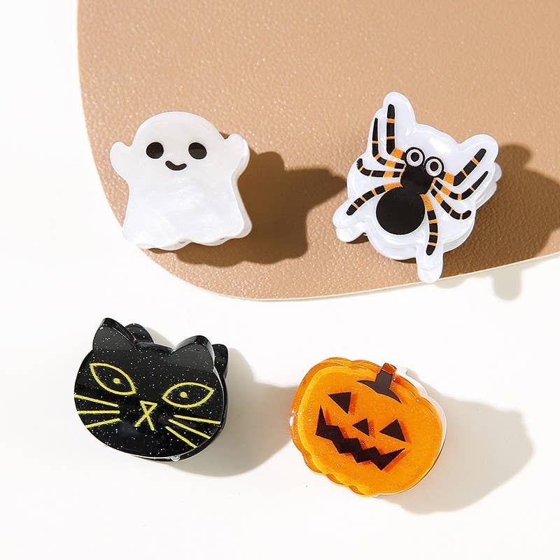 HALLOWEEN PUMPKIN GHOST SET OF 4 HAIR CLAW CLIPS | 40H973