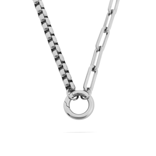 18k Gold Stainless Steel Box Paperclip Charm Holder Necklace