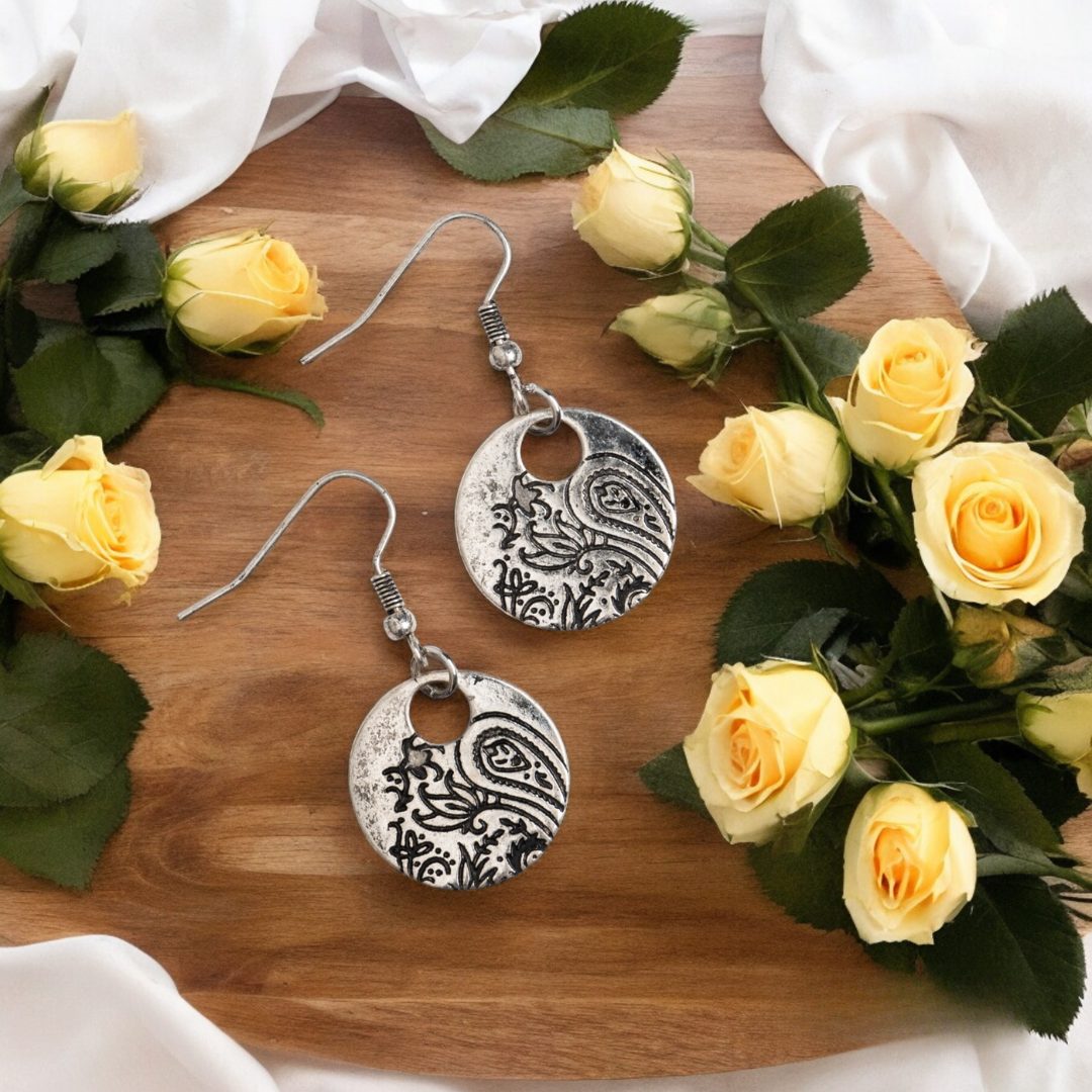 Norah Engraved Paisley Drop Earrings