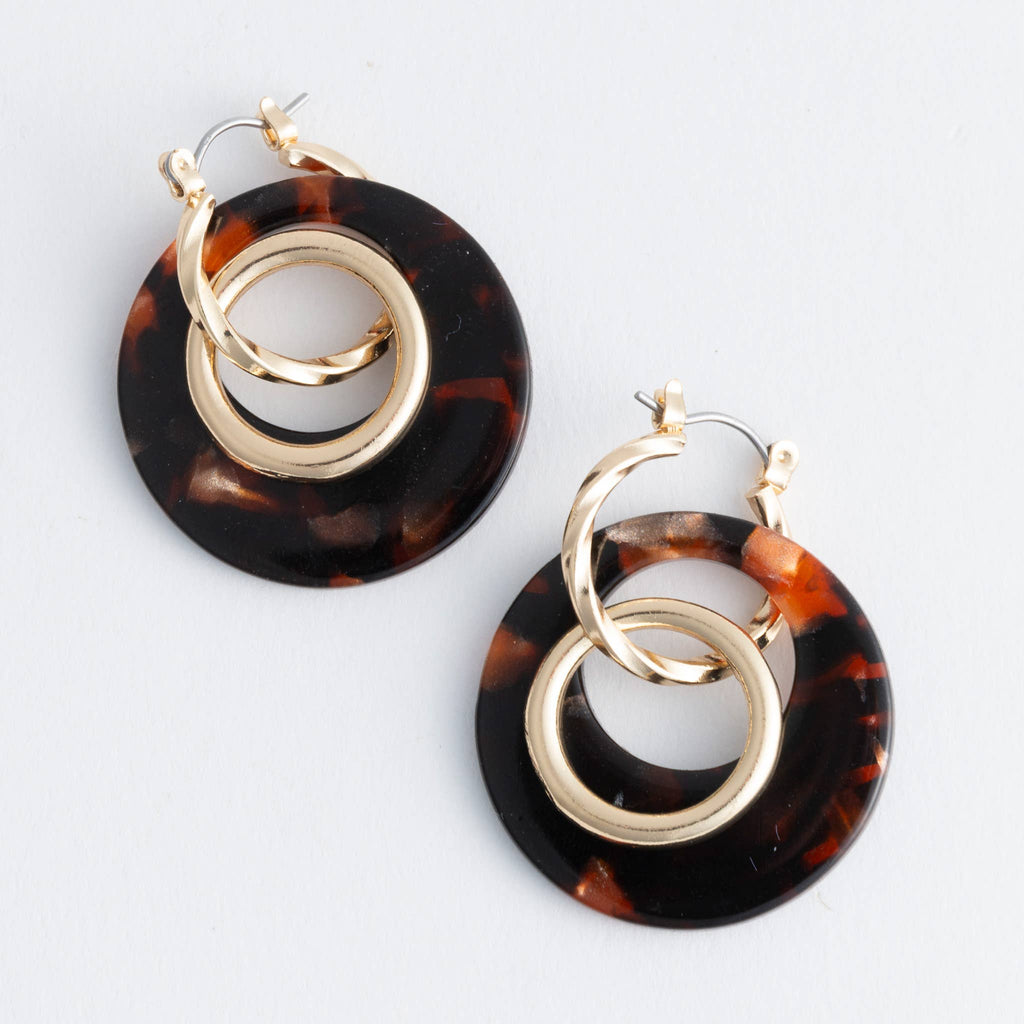 Tortoiseshell Double Ring Acrylic Hoop Earring