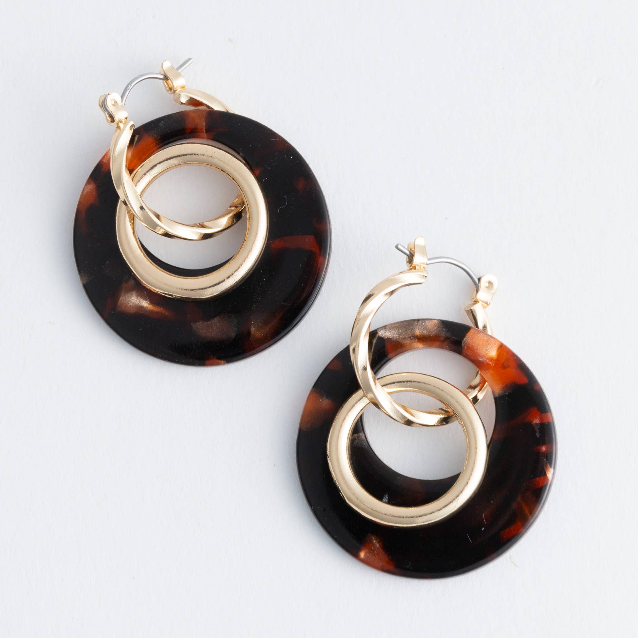 Tortoiseshell Double Ring Acrylic Hoop Earring