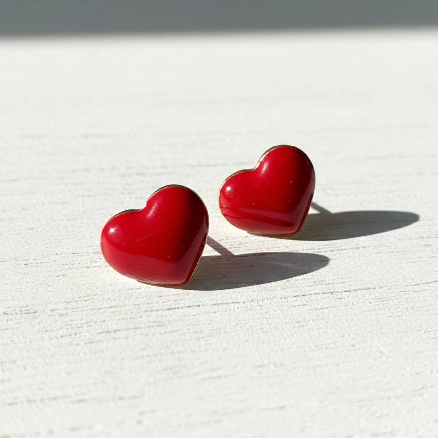 Cute Color Enamel Mini Love Heart Stud Earrings