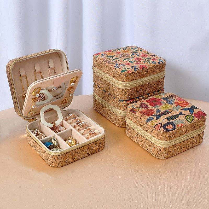 Luxury Vintage Mirror Jewelry Organizer Portable Travel Earring Ring Necklace Case