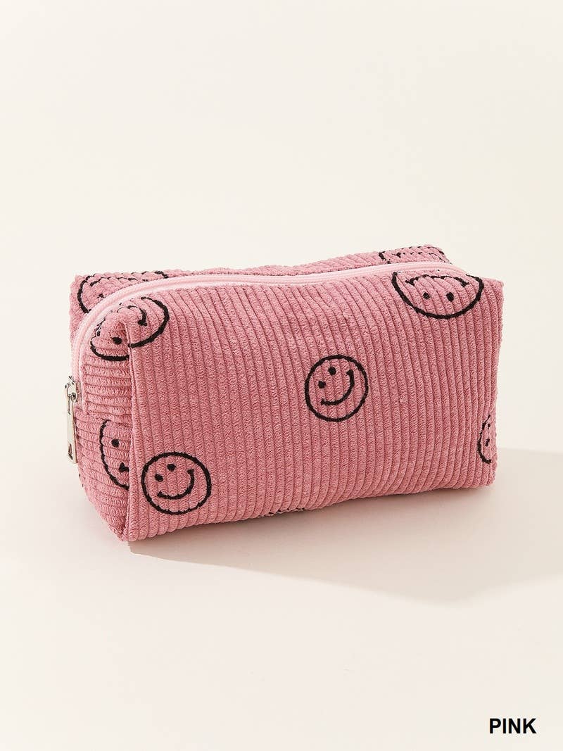 `.Corduroy cosmetic make up bag pouch