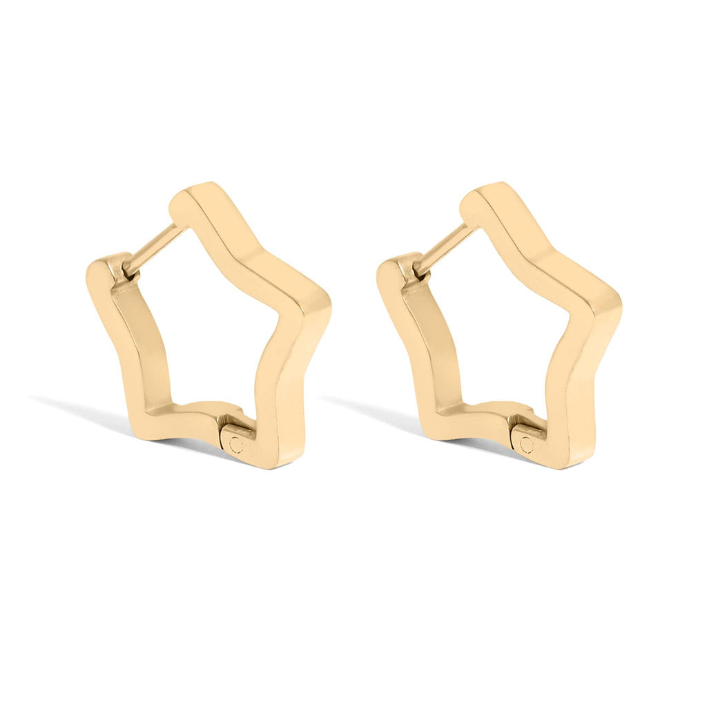 18K Gold PVD Stainless Steel Star Huggie Earrings / ERJ0009