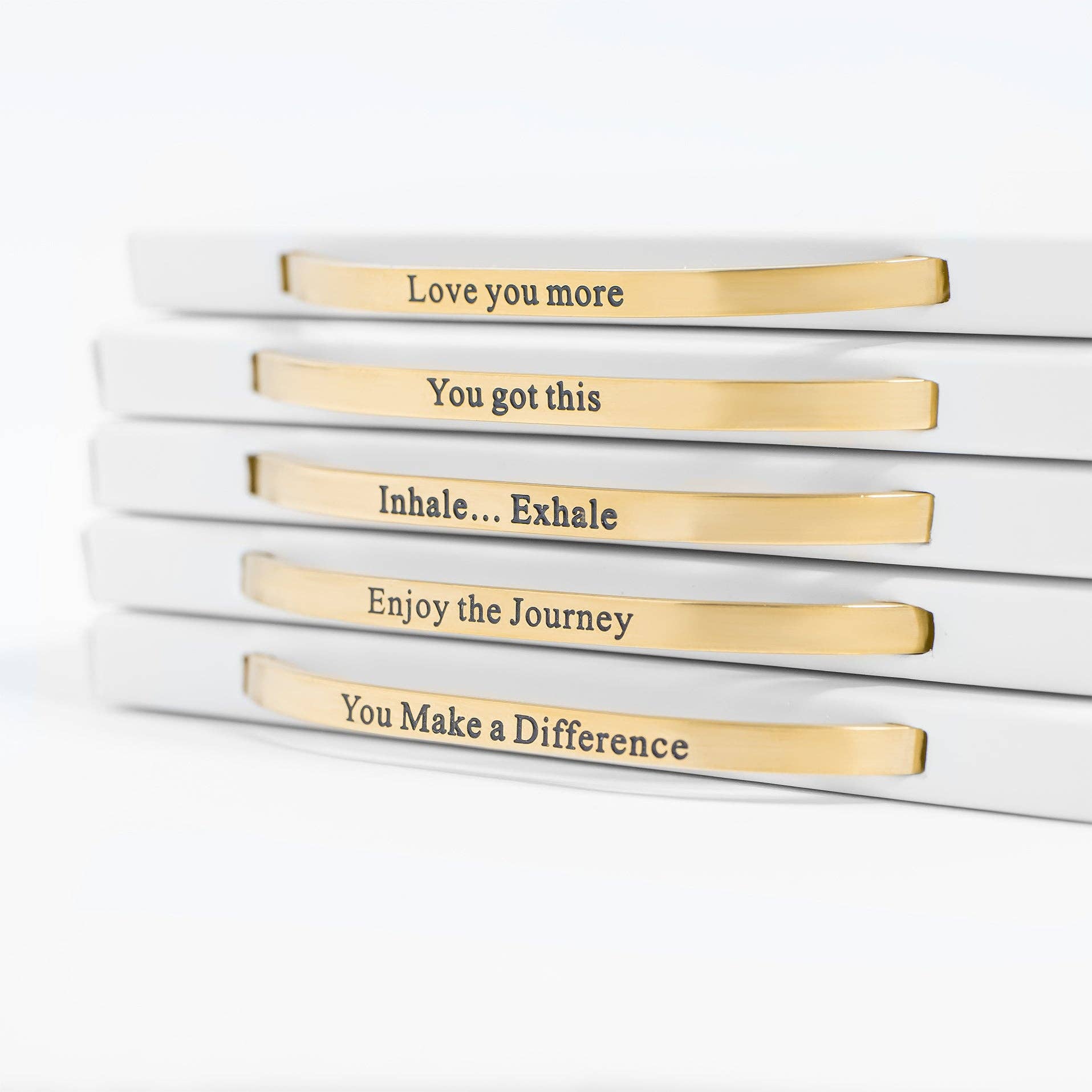 18K Gold PVD You Make a Difference Engraved Bangle Bracelet