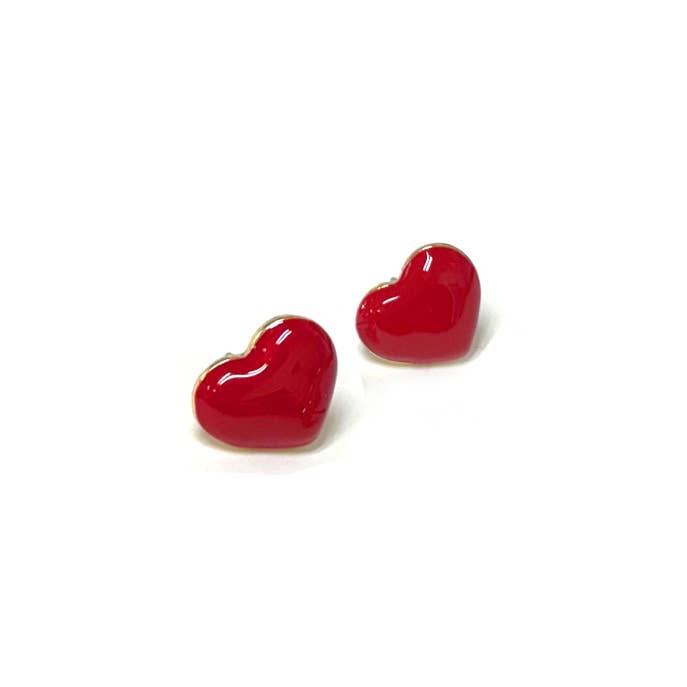 Cute Color Enamel Mini Love Heart Stud Earrings