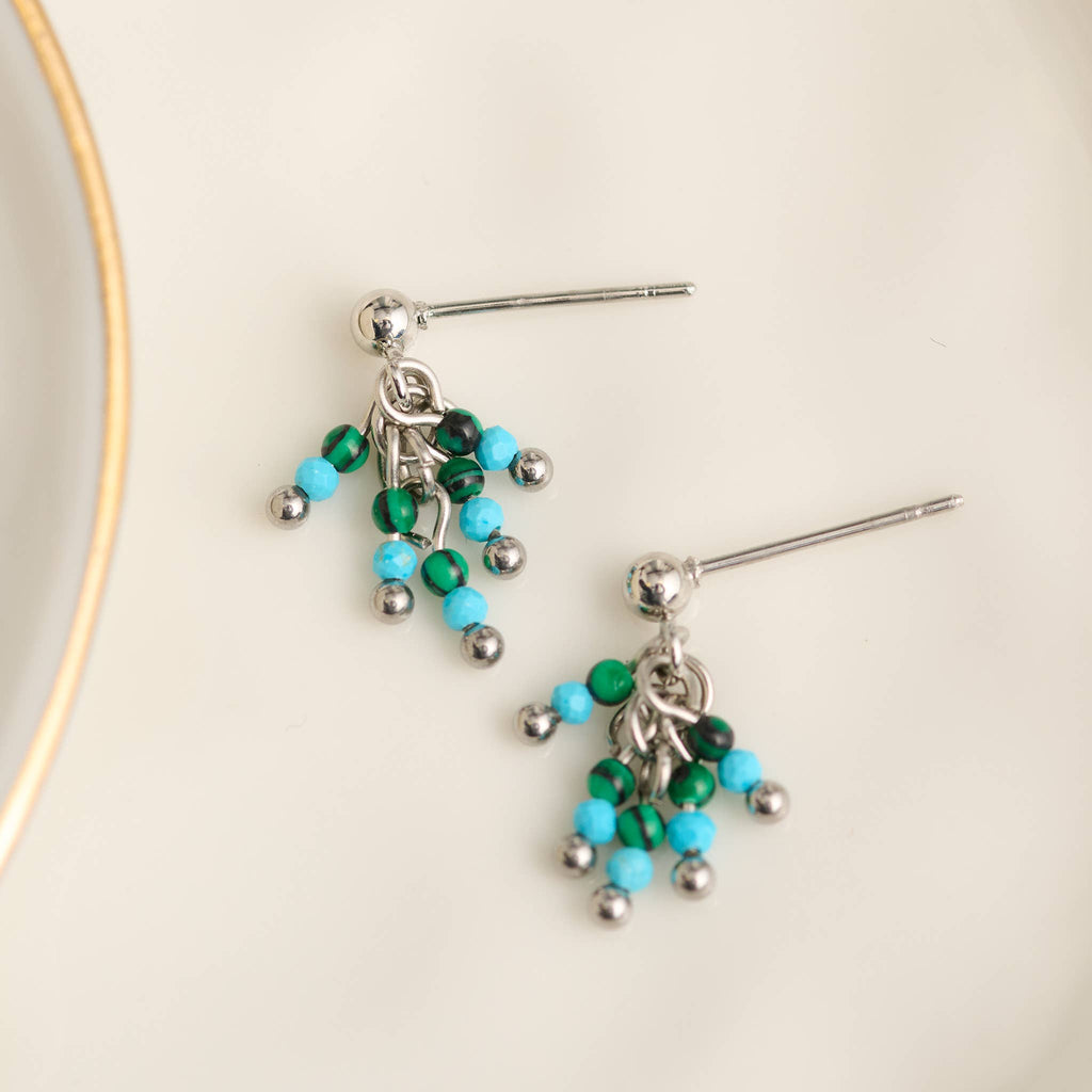 Waterproof Earrings Fringe Drop Amazonite Narelle Silver