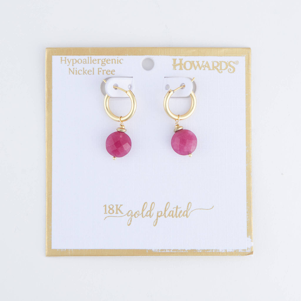 Tahani 18K Gold Genuine Stone Hoop Earrings