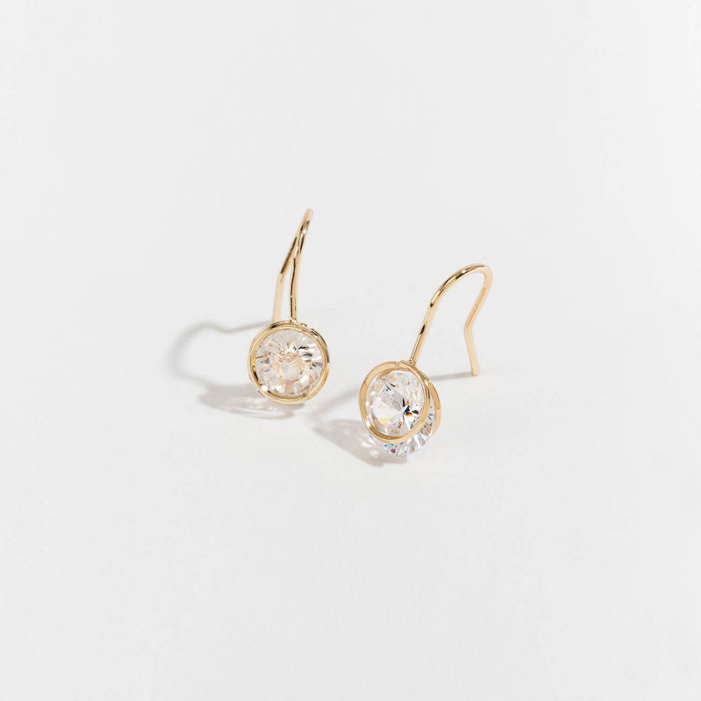 Dazzlers Cubic Zirconia Round Drop Earrings