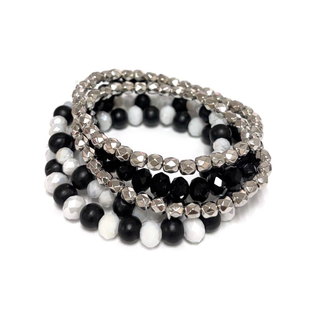 5 Pcs Set Stretch Multi Beaded Stretch Bracelets