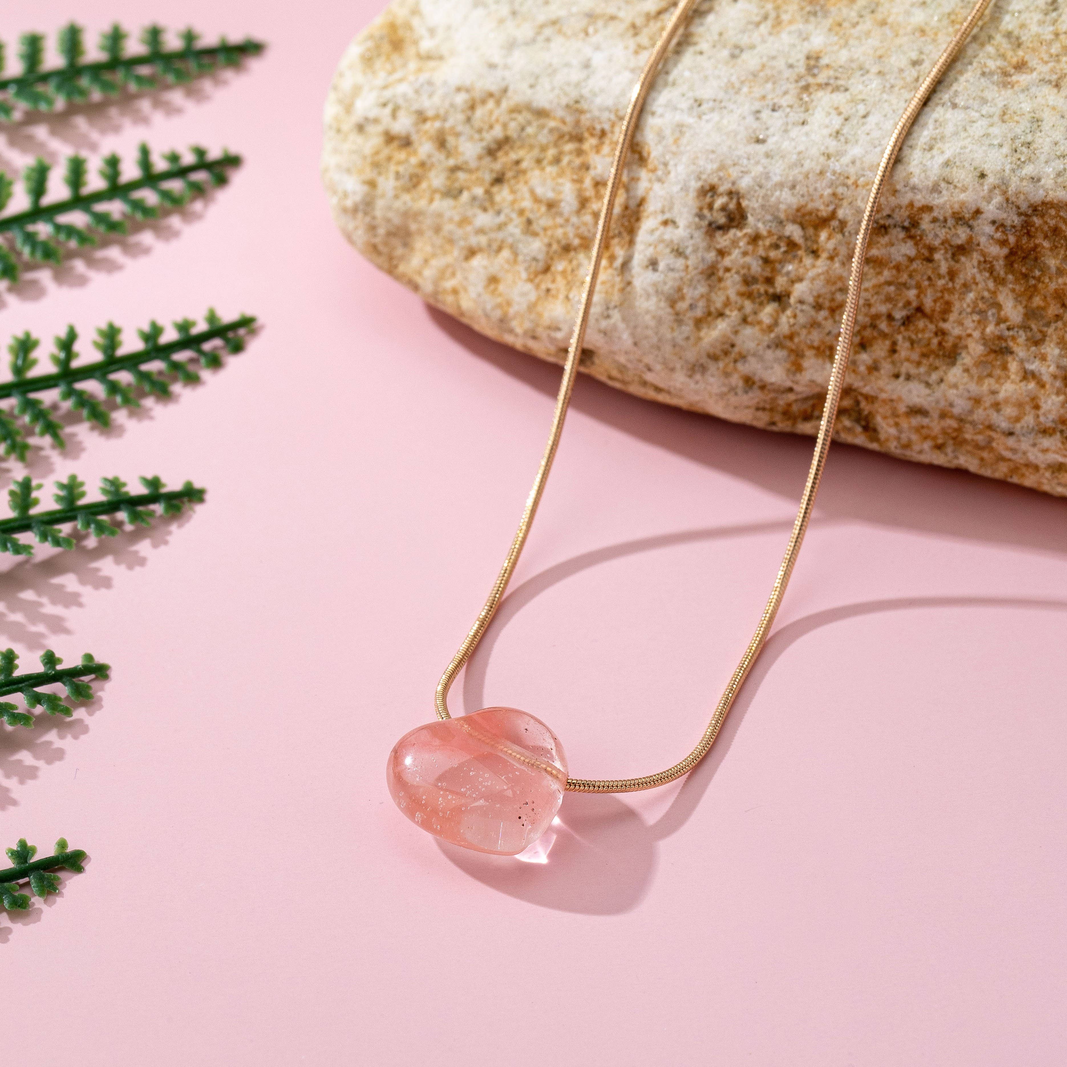 NATURAL STONE SEMI PRECIOUS HEART NECKLACE | 80N92675