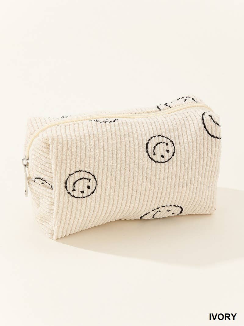 `.Corduroy cosmetic make up bag pouch