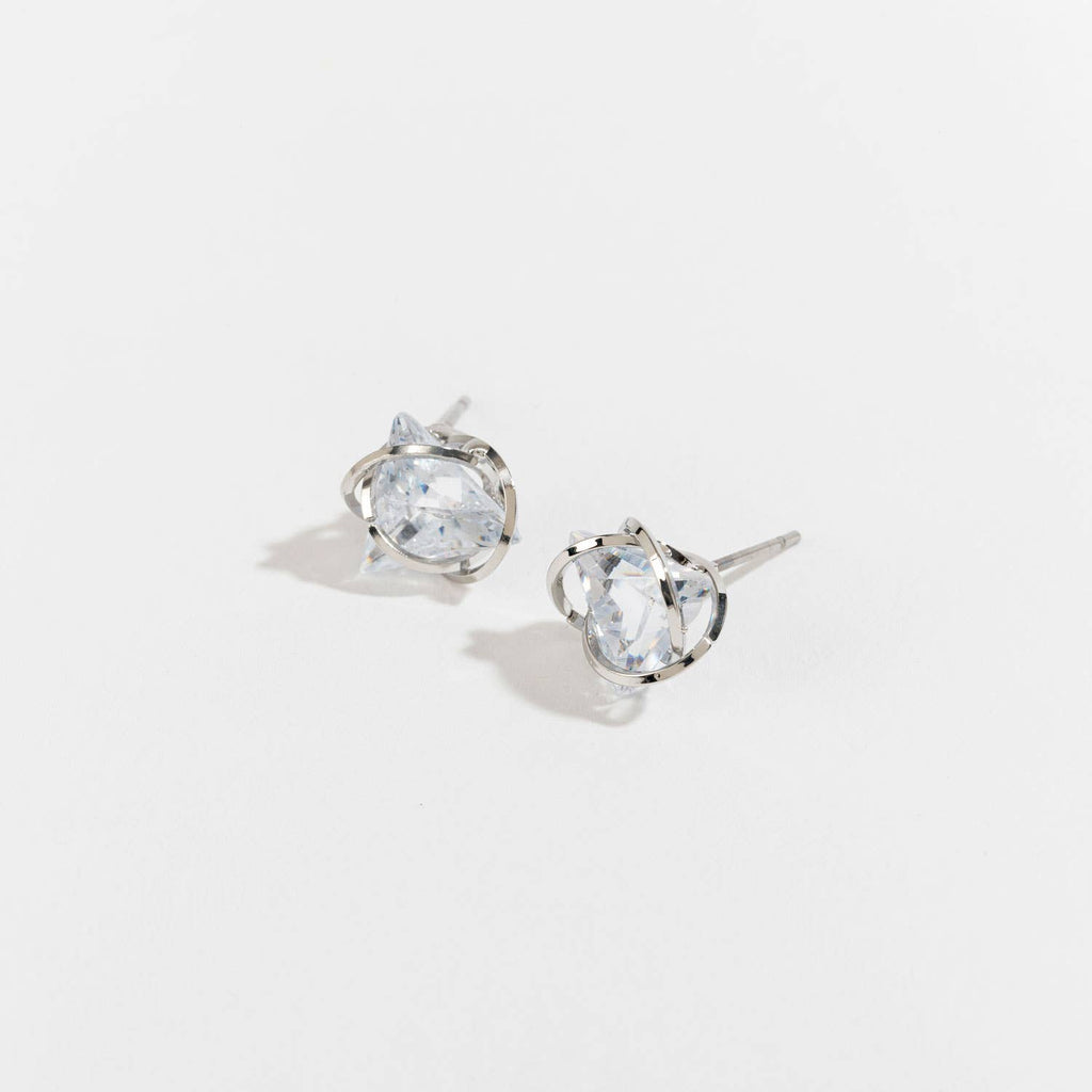 Dazzlers Cubic Zirconia Triangular Stud Earrings