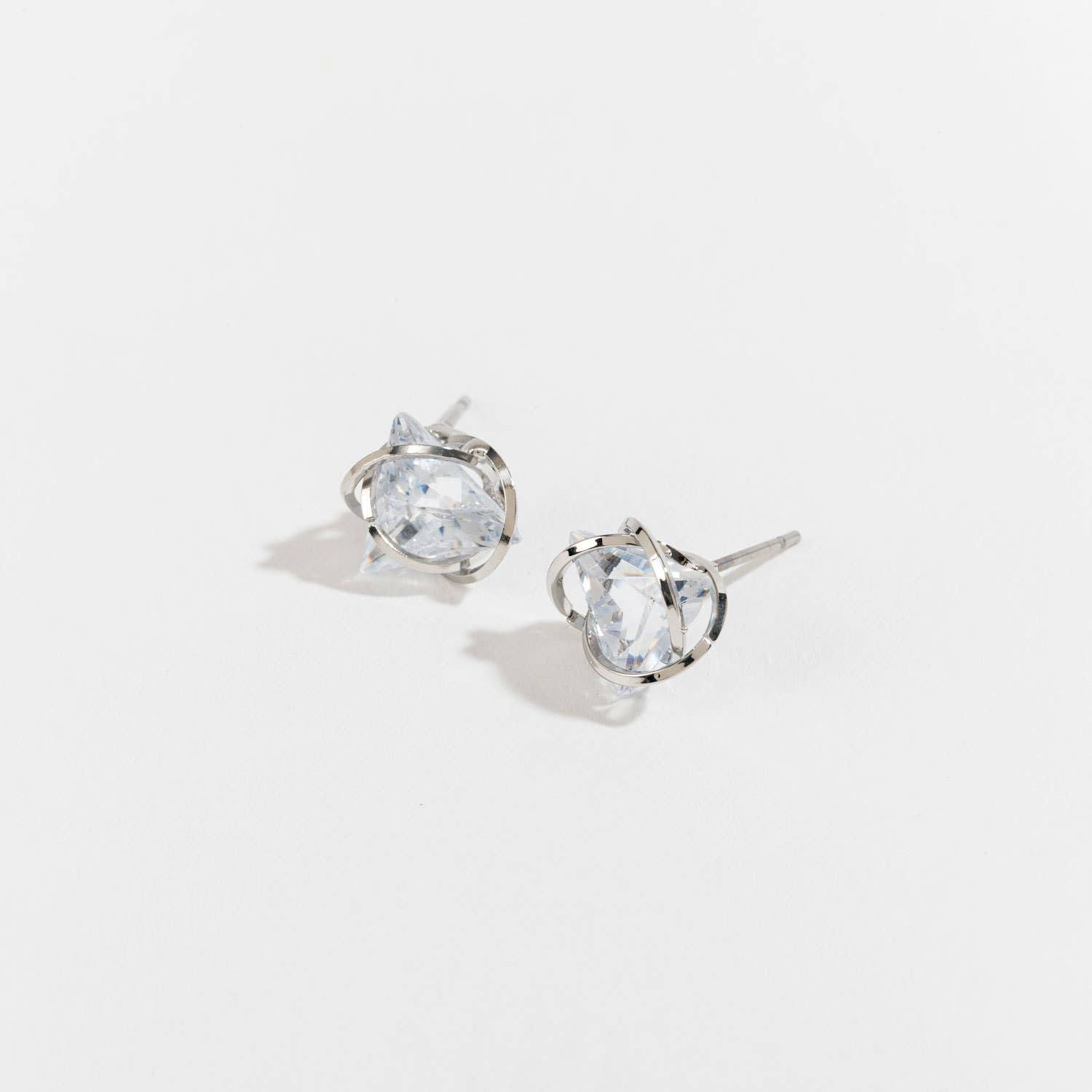 Dazzlers Cubic Zirconia Triangular Stud Earrings