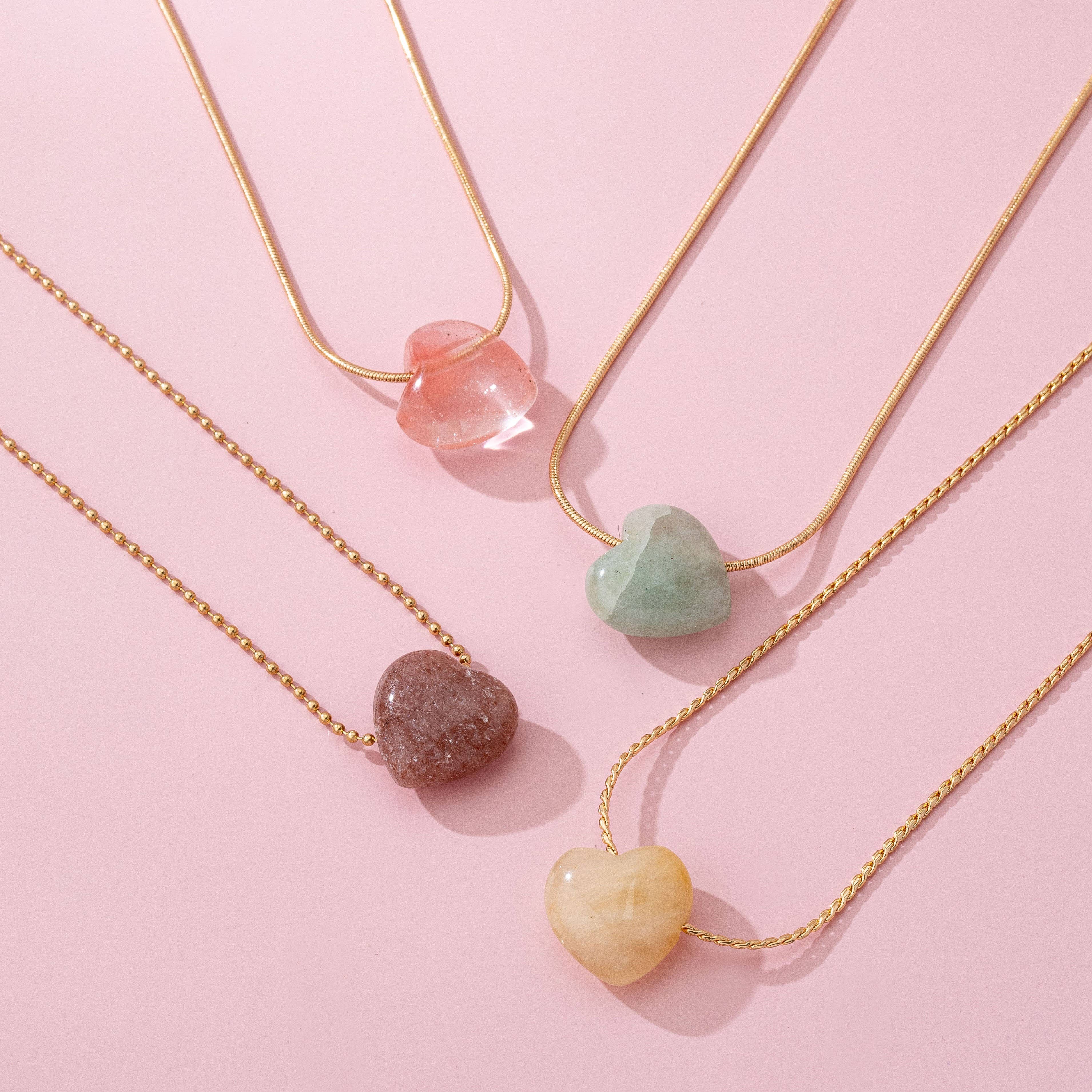 NATURAL STONE SEMI PRECIOUS HEART NECKLACE | 80N92675