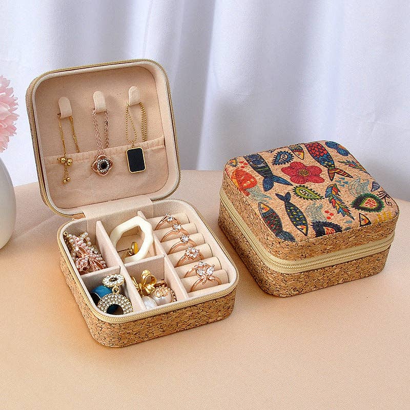 Luxury Vintage Mirror Jewelry Organizer Portable Travel Earring Ring Necklace Case