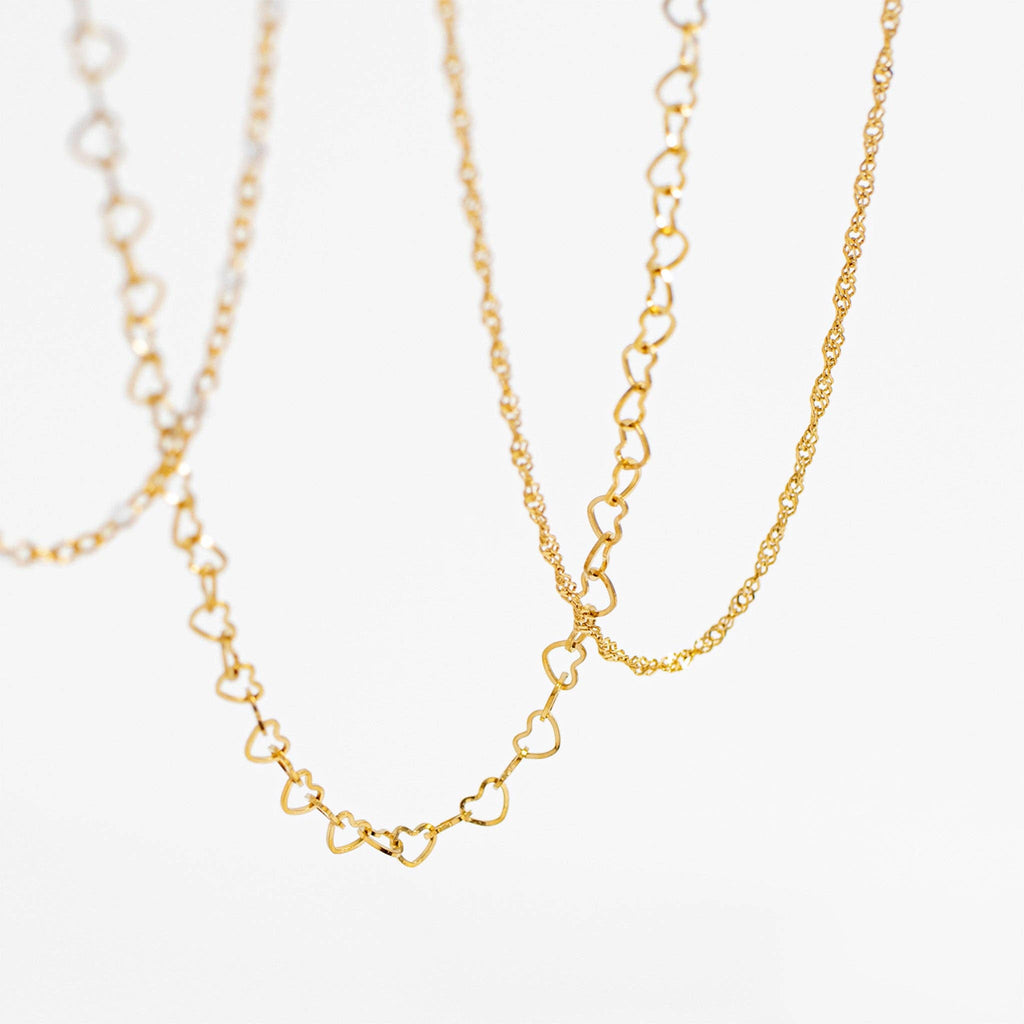 18K Gold PVD Stainless Steel Linked Heart Chain Necklace
