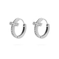 18K Gold PVD Stainless Steel Stone Cross Huggies Earrings