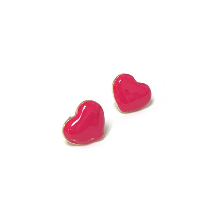 Cute Color Enamel Mini Love Heart Stud Earrings